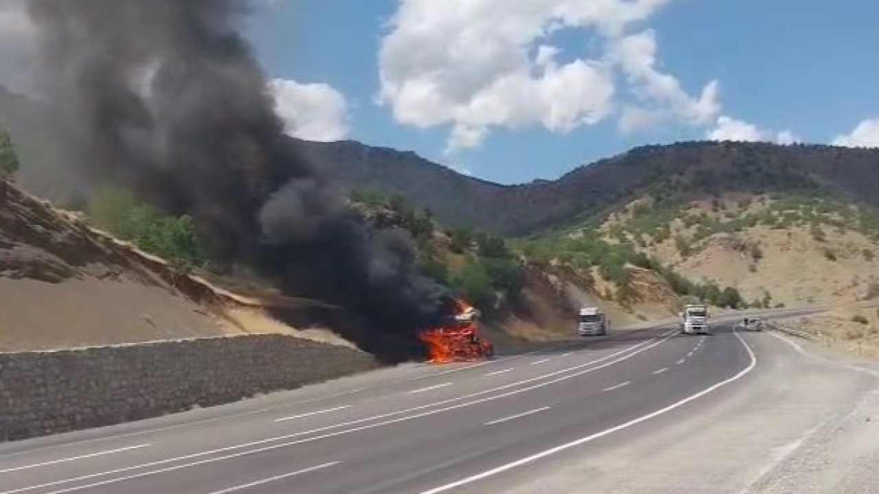 Bingöl’de seyir halindeki tır alevlere teslim oldu