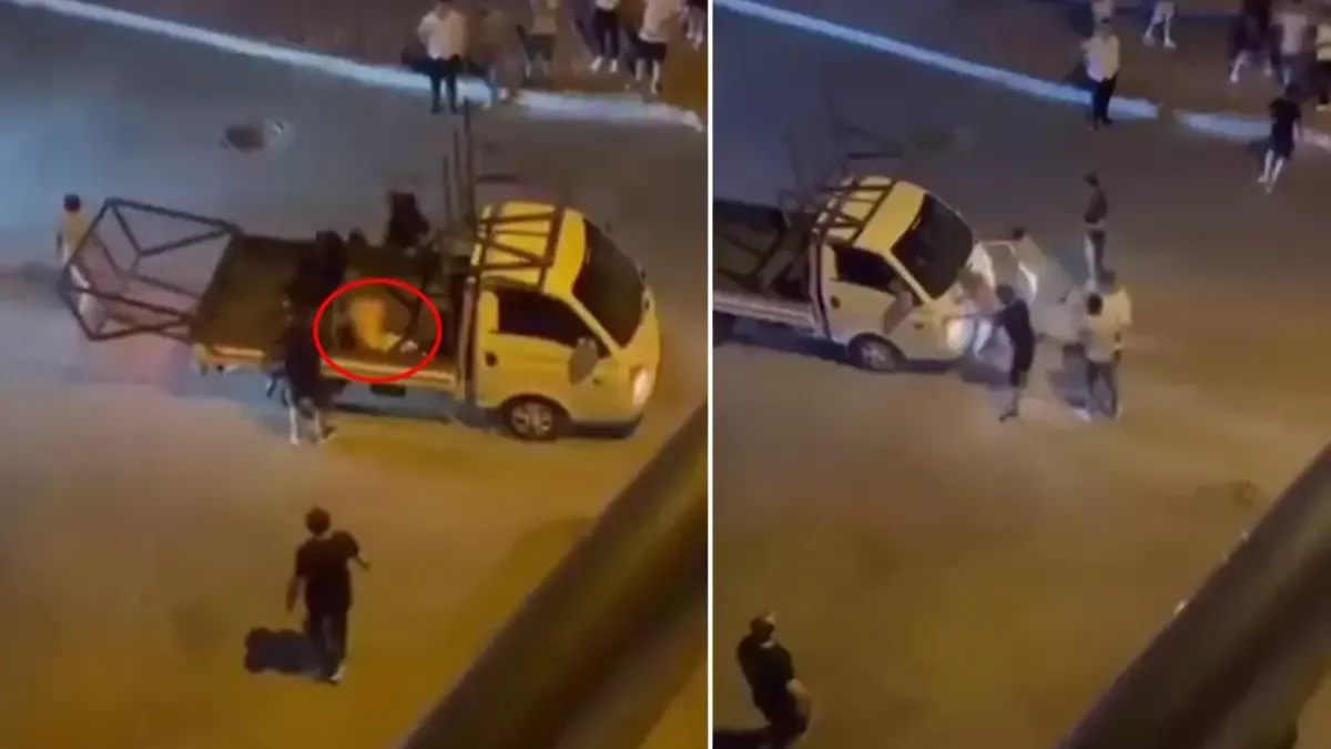 Hareketi gören mahalleli sokak ortasında meydan dayağı attı