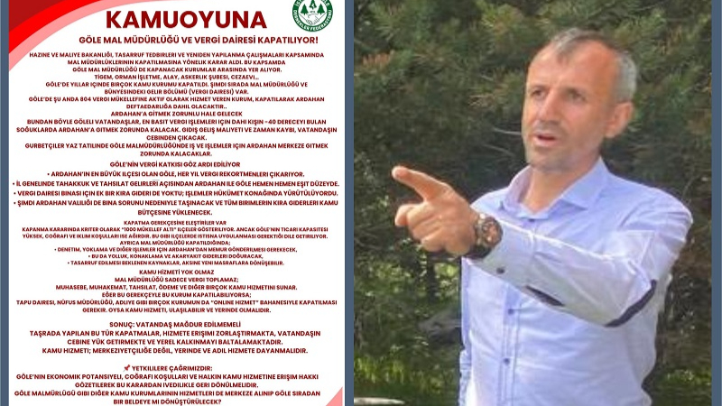 GÖLE-FED Başkanı Küpeli: İlçede her yeri kapattınız sıra Mal Müdürlüğüne mi geldi?