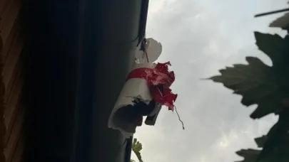 Roket evin çatısına düştü