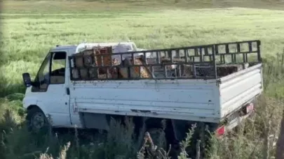 Kovan yüklü kamyonet devrildi, arılar etrafa yayıldı