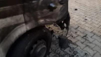 Kağızman da park halindeki 1 araç yandı