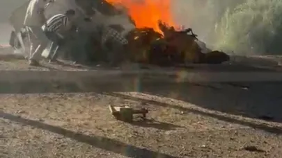 Alev alev yanan tırın sürücüsünü vatandaşlar böyle kurtardı