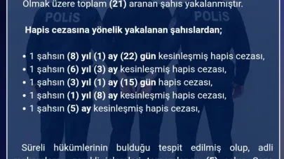 Bingöl’de aranan 21 şüpheli yakalandı