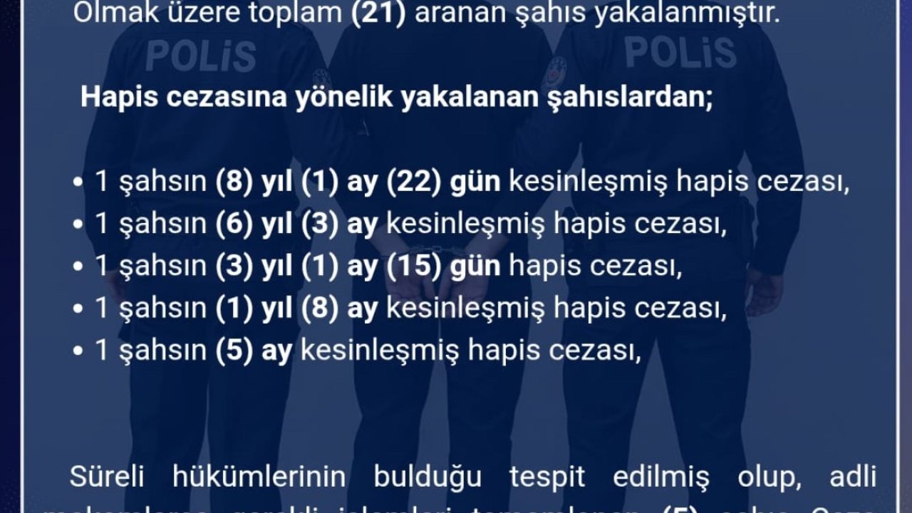 Bingöl’de aranan 21 şüpheli yakalandı