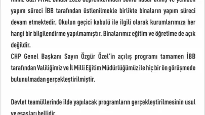 Elazığ Valiliği’nden Özgür Özel’in açılışını yaptığı okulla ilgili açıklama