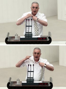 Ensar Öğüt Meclis kürsüsünde soyundu!