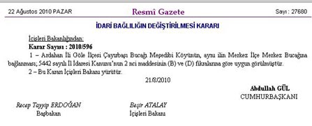 Göle-Meşedibi köyü resmen Ardahan'a Bağlandı