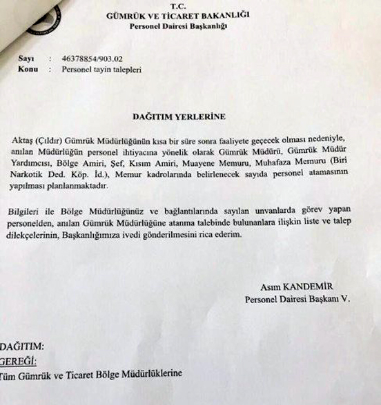 Açılış tarihi belli olmayan Aktaş memur alacak
