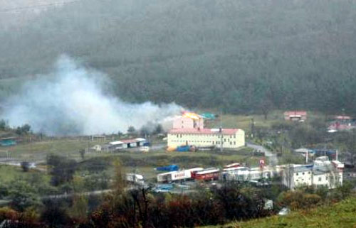 Posof'ta Jandarma Lojmanlarında Yangın