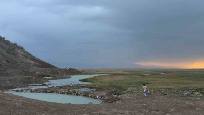Aniden bastıran sağanak kaplıca keyfini böldü