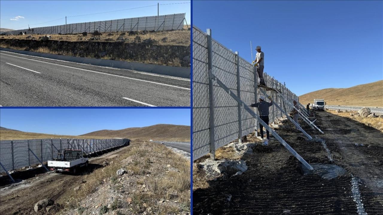 Ardahan&#039;da kışın güvenli ulaşım için kara yollarına kar bariyerleri yapıldı
