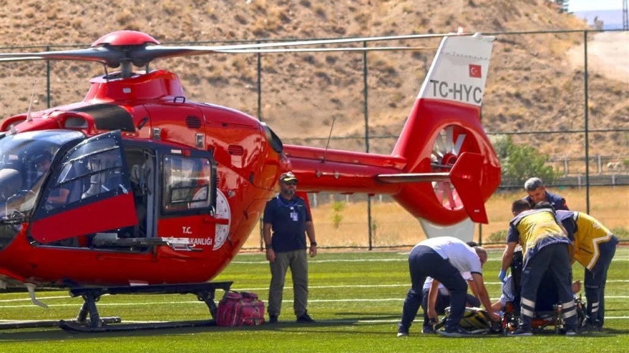 Hava ambulansı, tarlada çalışırken yaralanan vatandaş için havalandı