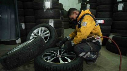 Muş’ta köpeklerin saldırdığı tavuk oto lastikçiye sığındı