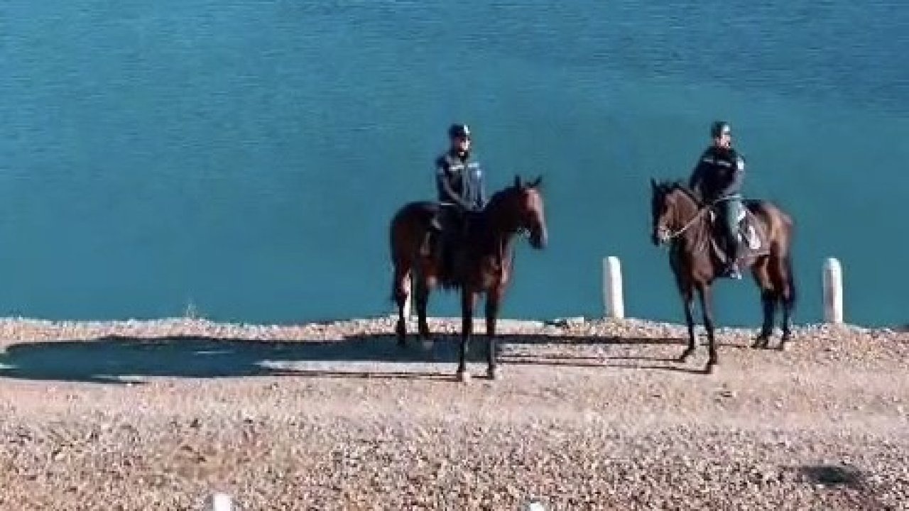 Atlı jandarma timleri Zernek Barajı’nda devriyede