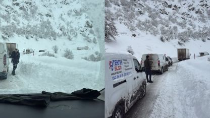 Şemdinli yolunda mahsur kalan araçlar kurtarıldı