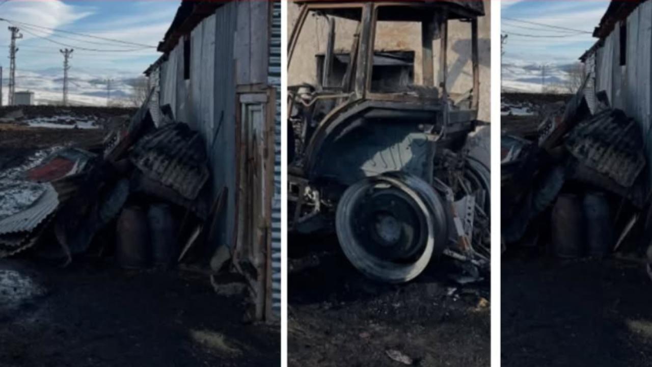 Ardahan’da ambar yangını: Traktör ve tahıllar küle döndü