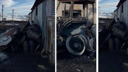 Ardahan’da ambar yangını: Traktör ve tahıllar küle döndü