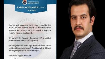 İçişleri Bakanı Çiftçi Affetmedi: Ardahan Vali Yardımcısı Kasımoğlu görevden uzaklaştırıldı