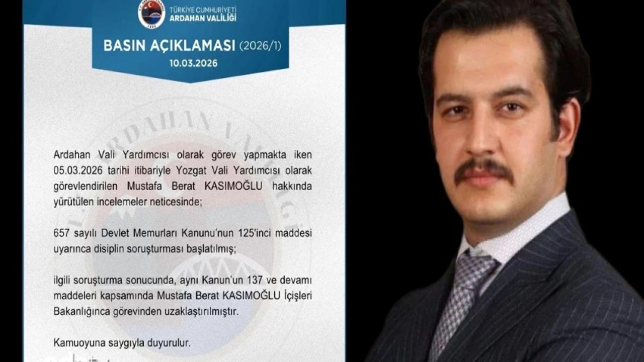 İçişleri Bakanı Çiftçi Affetmedi: Ardahan Vali Yardımcısı Kasımoğlu görevden uzaklaştırıldı