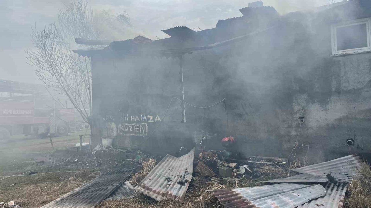 Iğdır’da çıkan yangında ev küle döndü