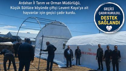 Ardahan’da ahırı çöken çiftçiye destek