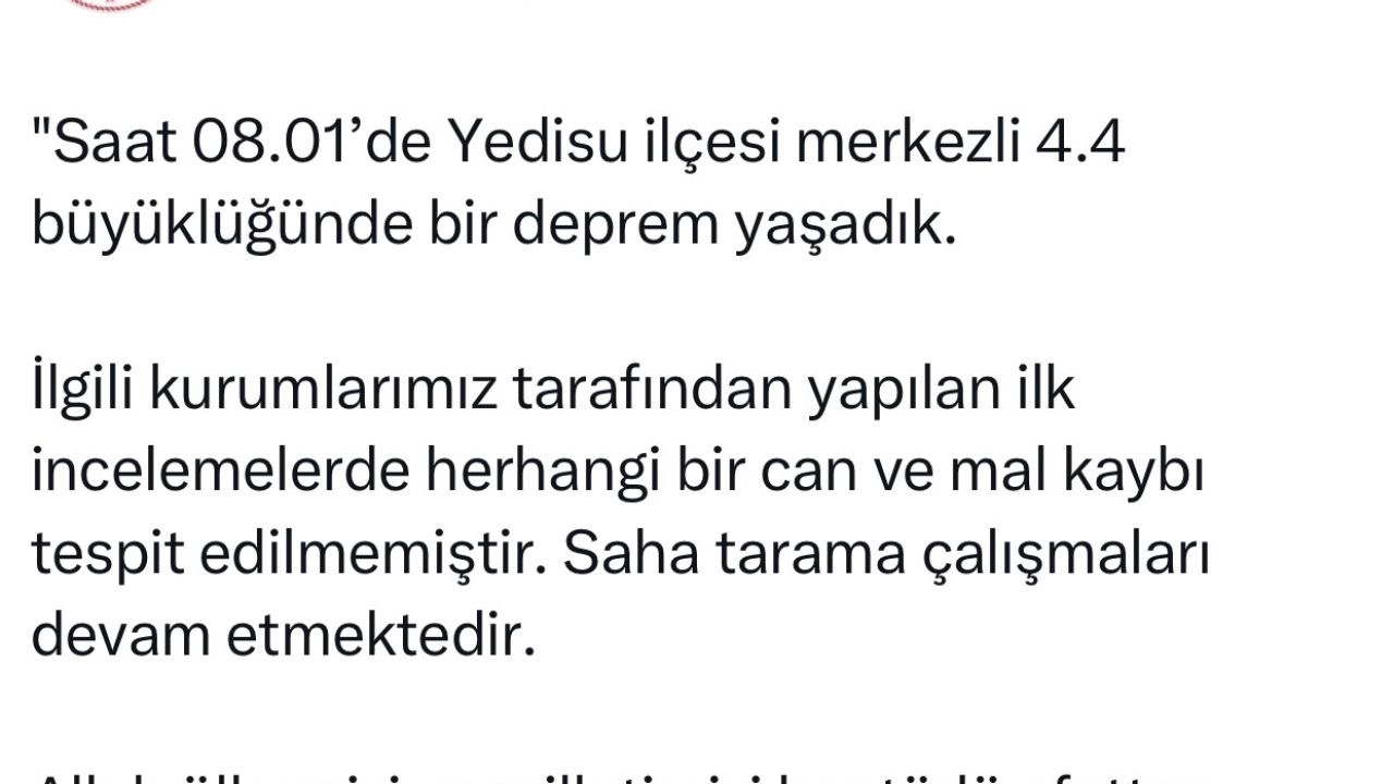 Bingöl Valiliği: "Saha tarama çalışmaları devam etmektedir"
