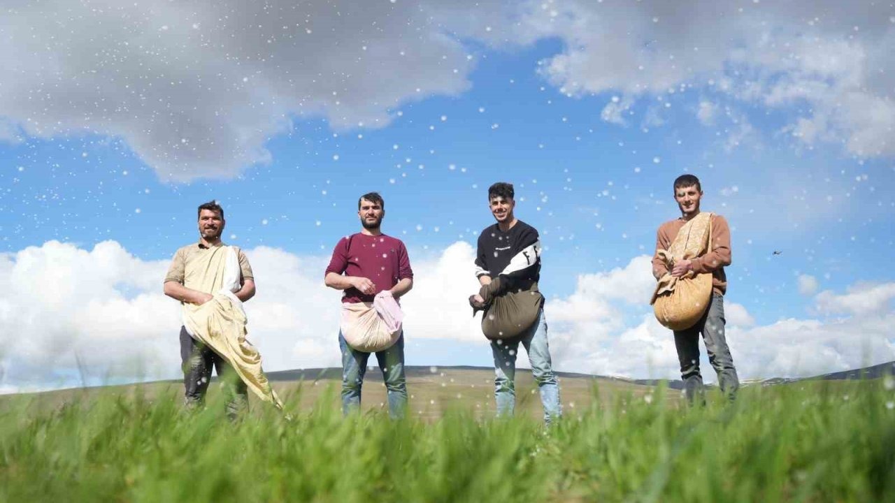 Muş’ta çiftçiler tarlaya indi: Gübreler imece usulü ile serpildi