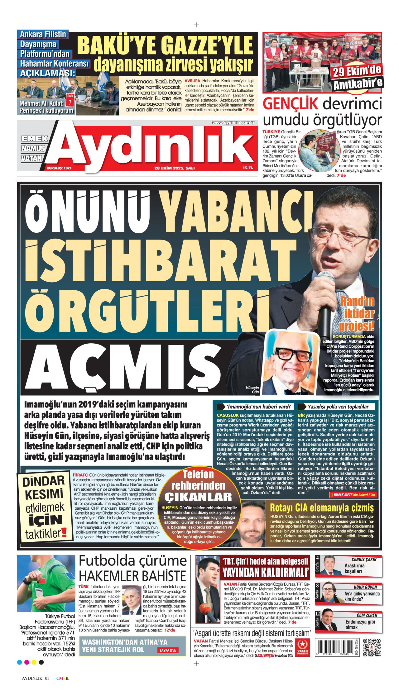 AYDINLIK GAZETESİ Gazete Manşeti
