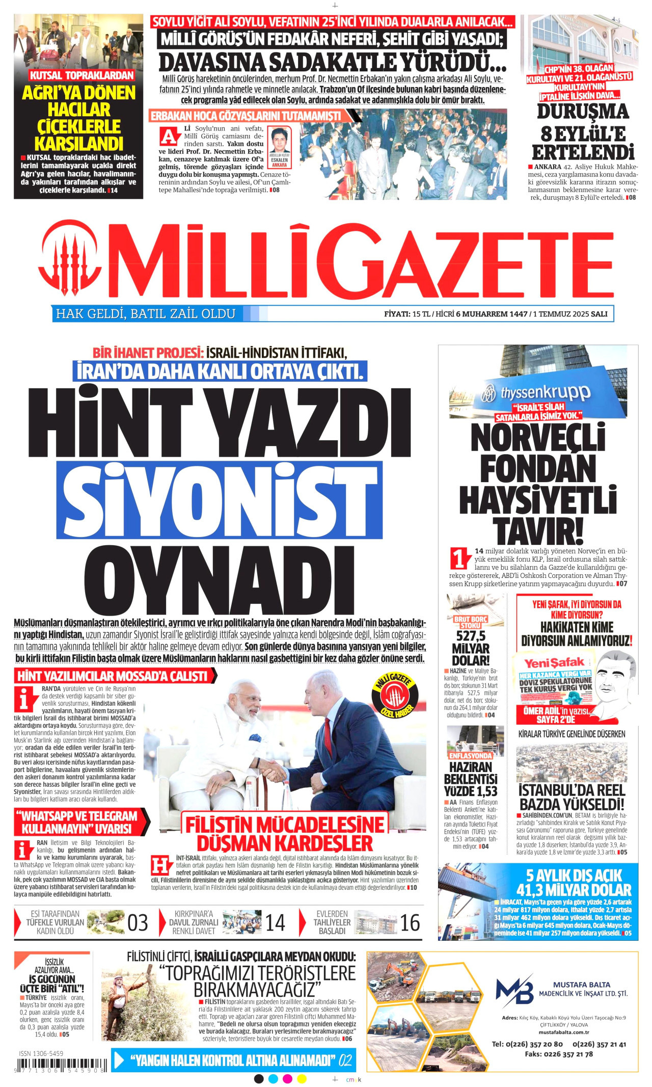 MİLLİ GAZETE Gazete Manşeti