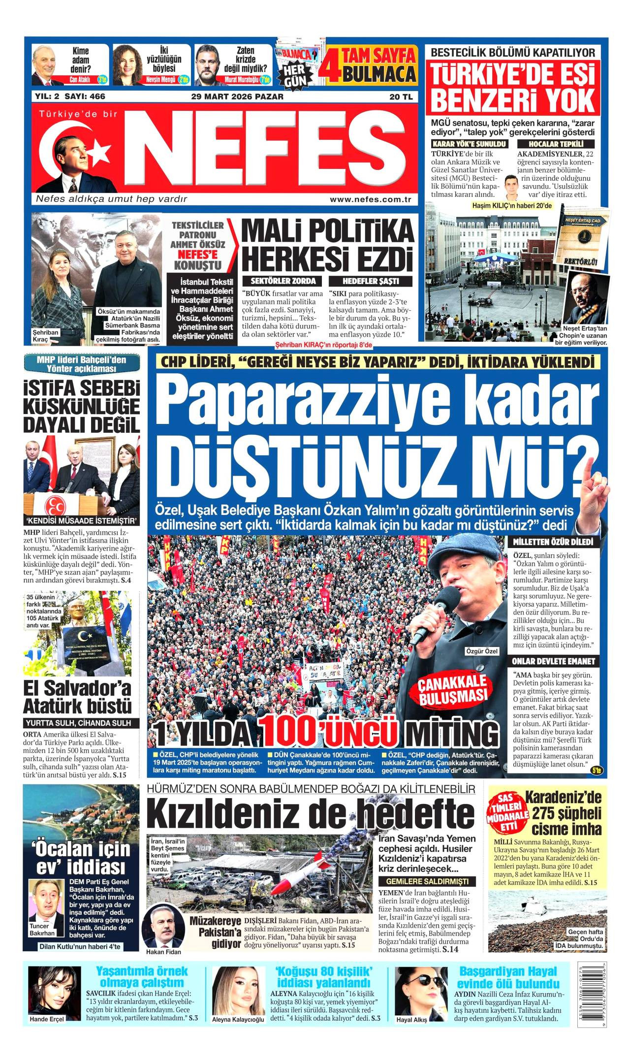 Nefes Gazetesi Gazete Manşeti