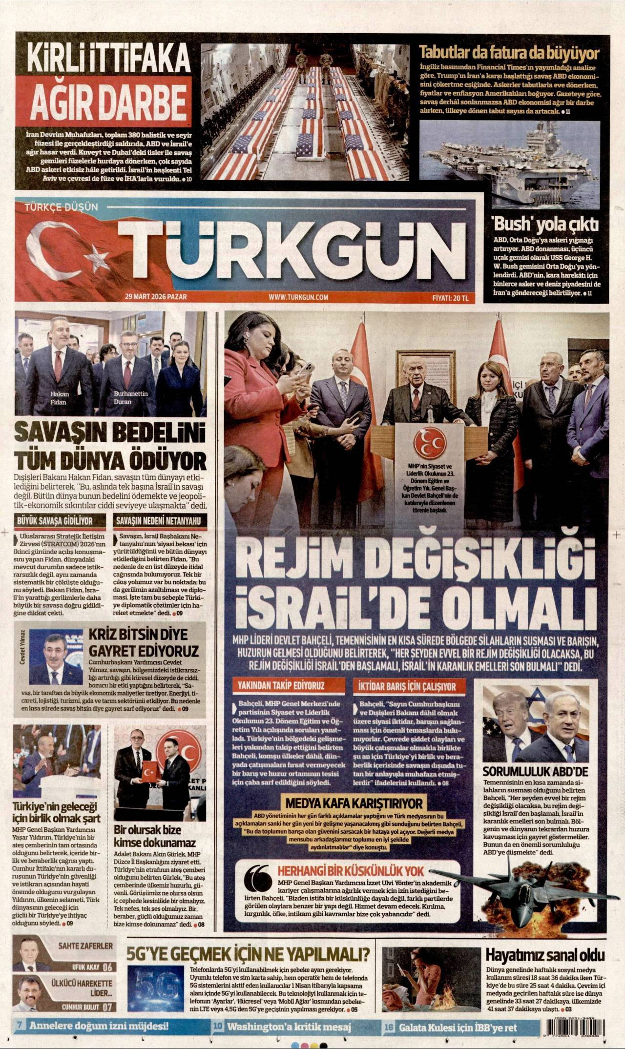 Türkgün Gazetesi Gazete Manşeti