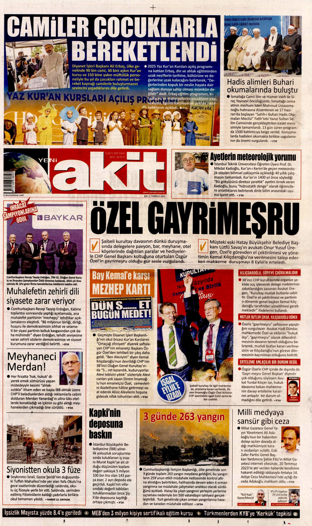YENİ AKİT Gazete Manşeti