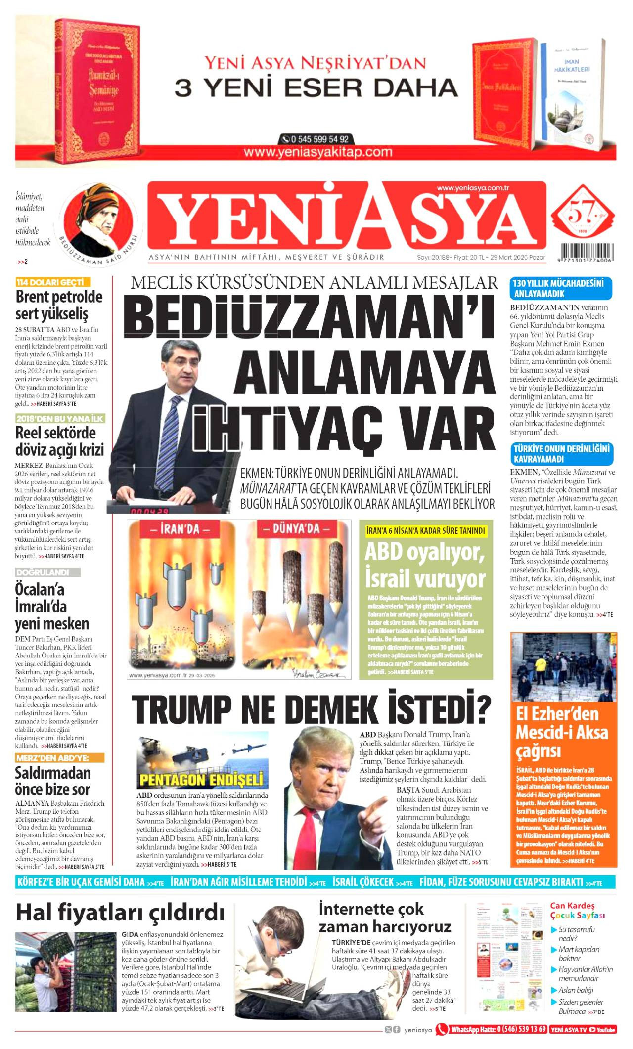 Yeni Asya Gazetesi Gazete Manşeti