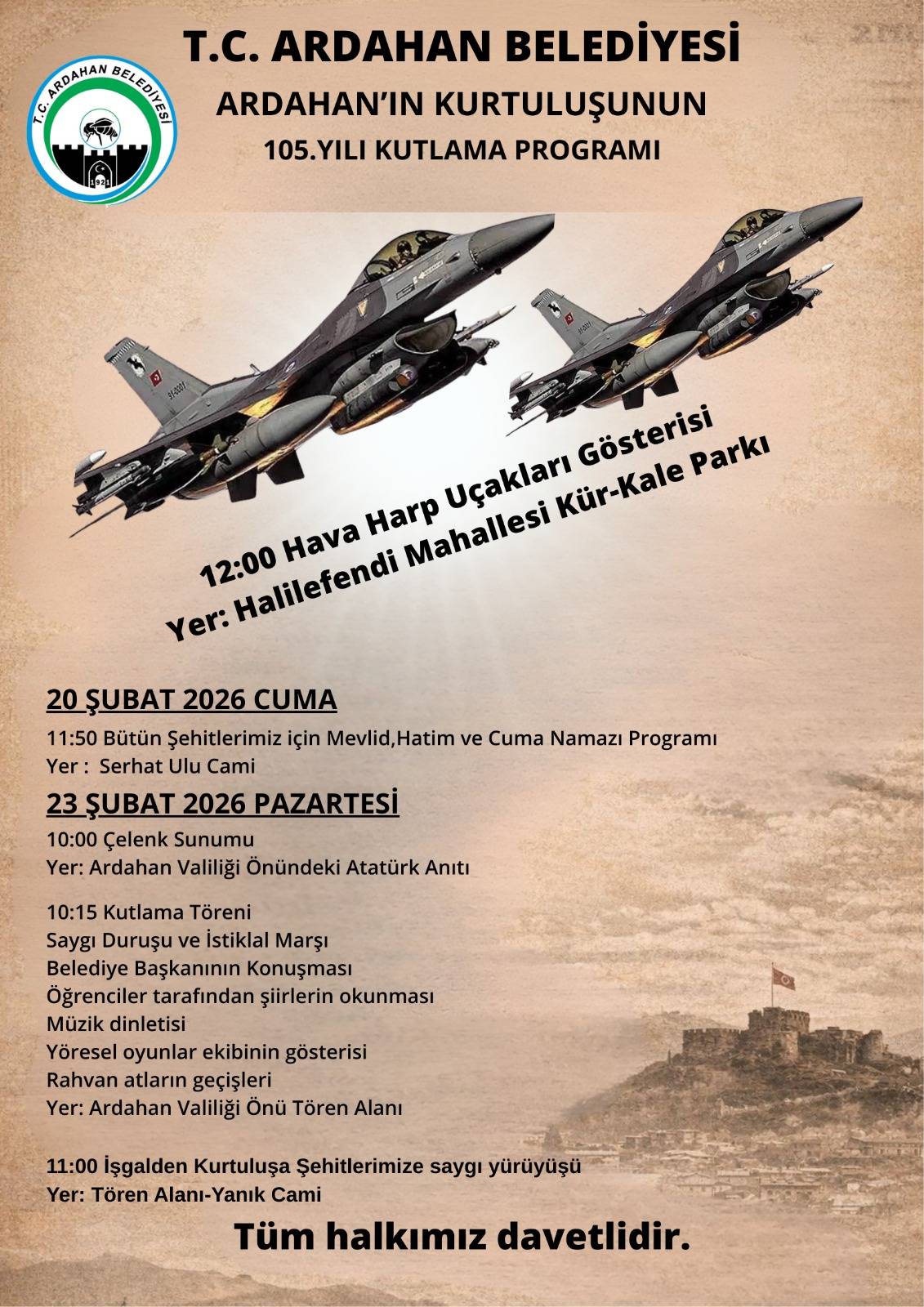 ARDAHAN BELEDİYESİ KURTULUŞ İLANI